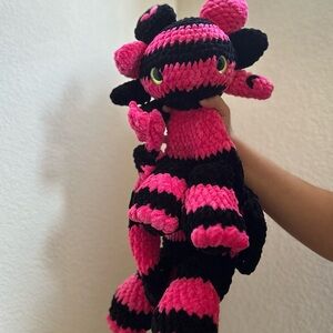 Pink and Black Plush Dragon Toy